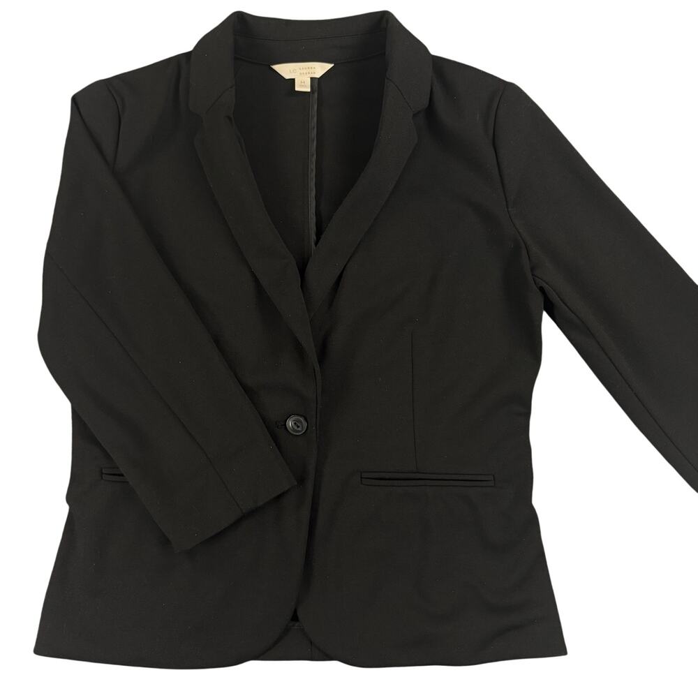 LC Lauren Conrad Black One Button Stretch Blazer Women's Medium